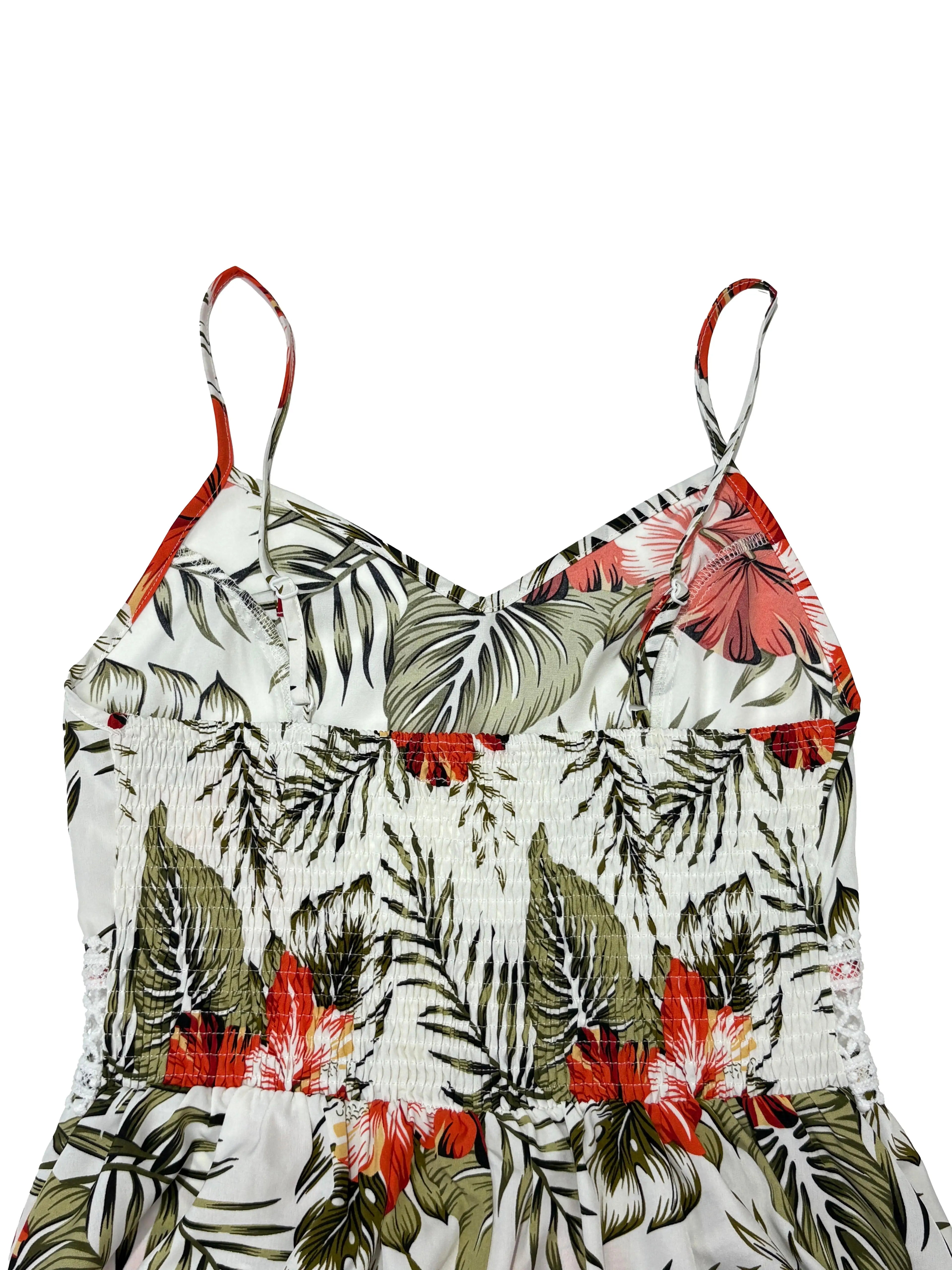Robe longue caraco pour femme en dentelle et patchwork à imprimé tropical, design élégant et ajusté, parfaite pour les vacances à la plage et les sorties