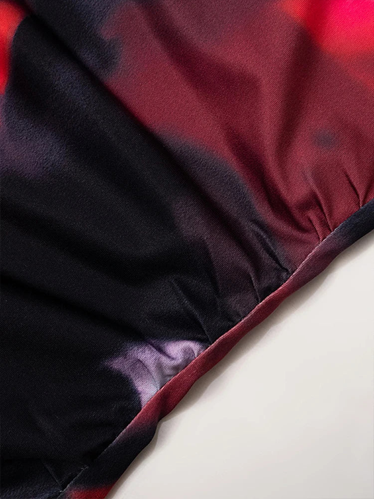 Robe courte sexy pour femme, imprimé rouge, été, épaules dénudées, sans manches, mode streetwear, moulante élégante