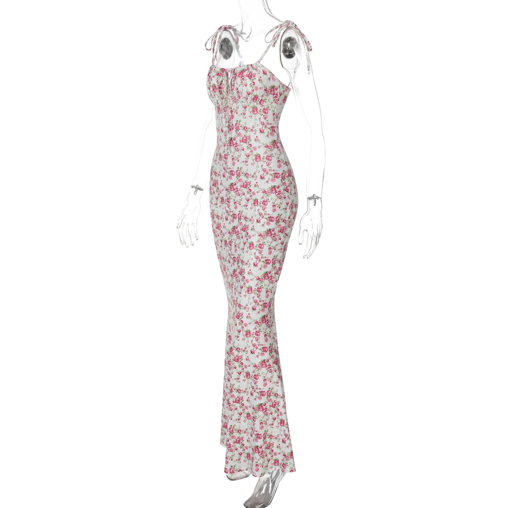 Hugcitar Robe longue élégante et moulante à fleurs pour femme, style bohème, tenue de ville, été 2026, vente en gros d'articles pour entreprises