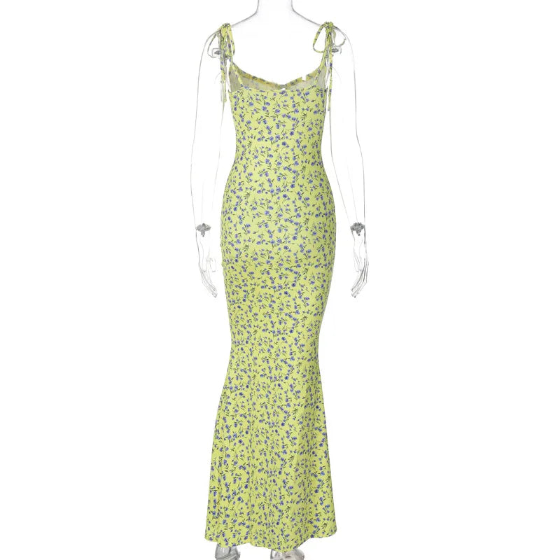 Hugcitar Robe longue élégante et moulante à fleurs pour femme, style bohème, tenue de ville, été 2026, vente en gros d'articles pour entreprises