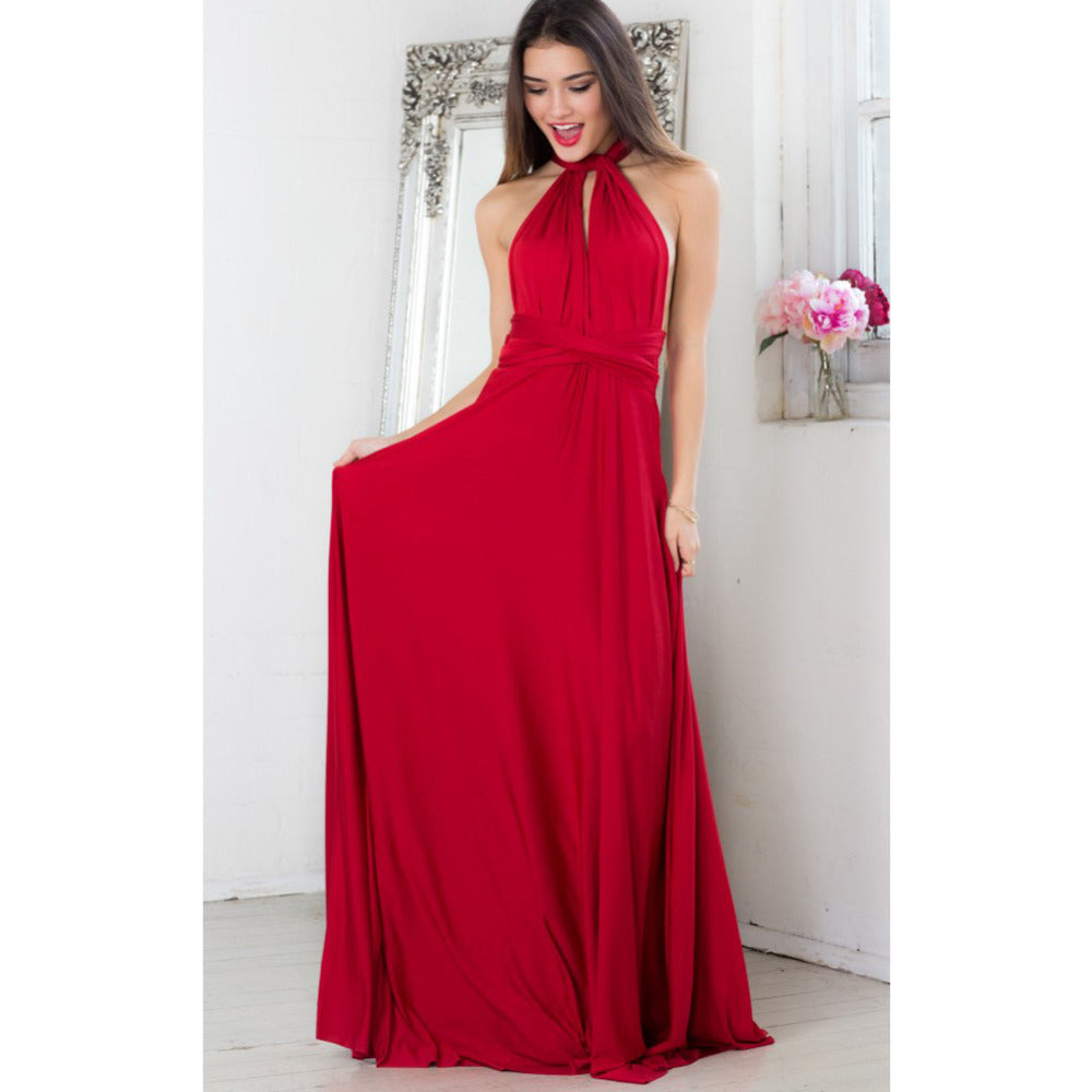 Robe longue sexy pour femmes, convertible et multipositions, style bohème, maxi, club, rouge, bandage, longue, de soirée, pour demoiselle d'honneur, robe longue femme infinity