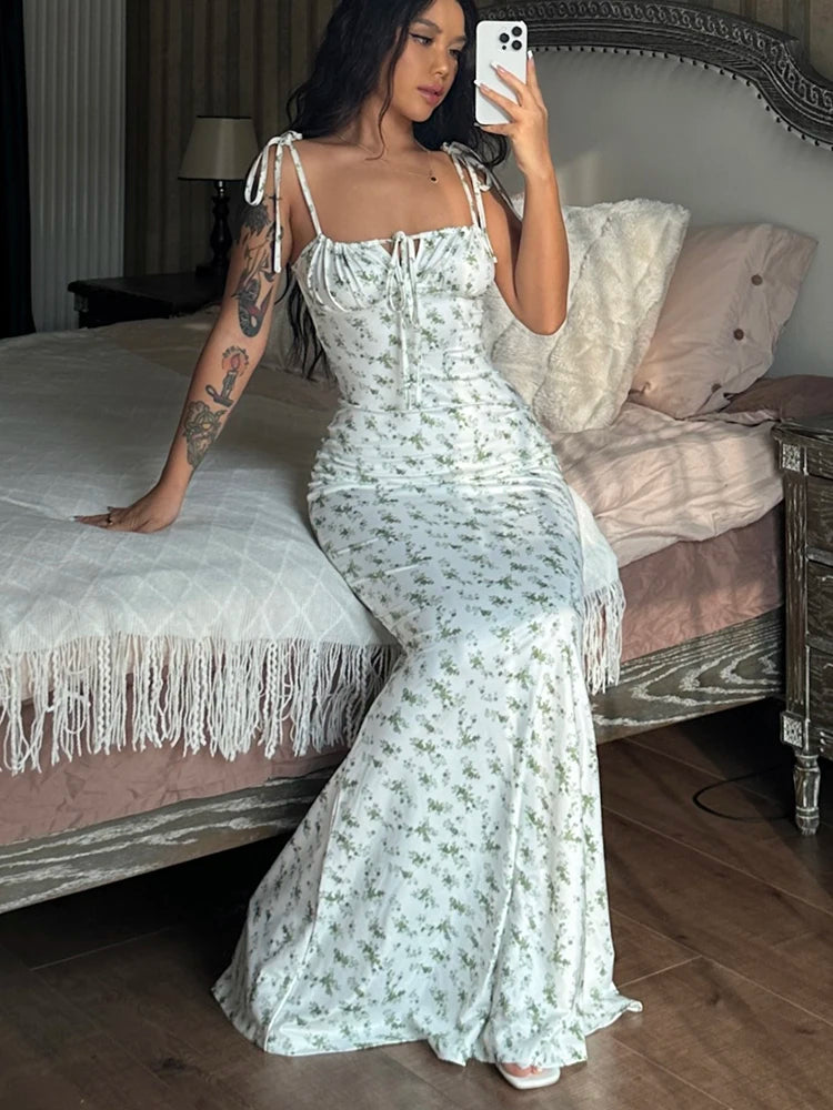 Hugcitar Robe longue élégante et moulante à fleurs pour femme, style bohème, tenue de ville, été 2026, vente en gros d'articles pour entreprises