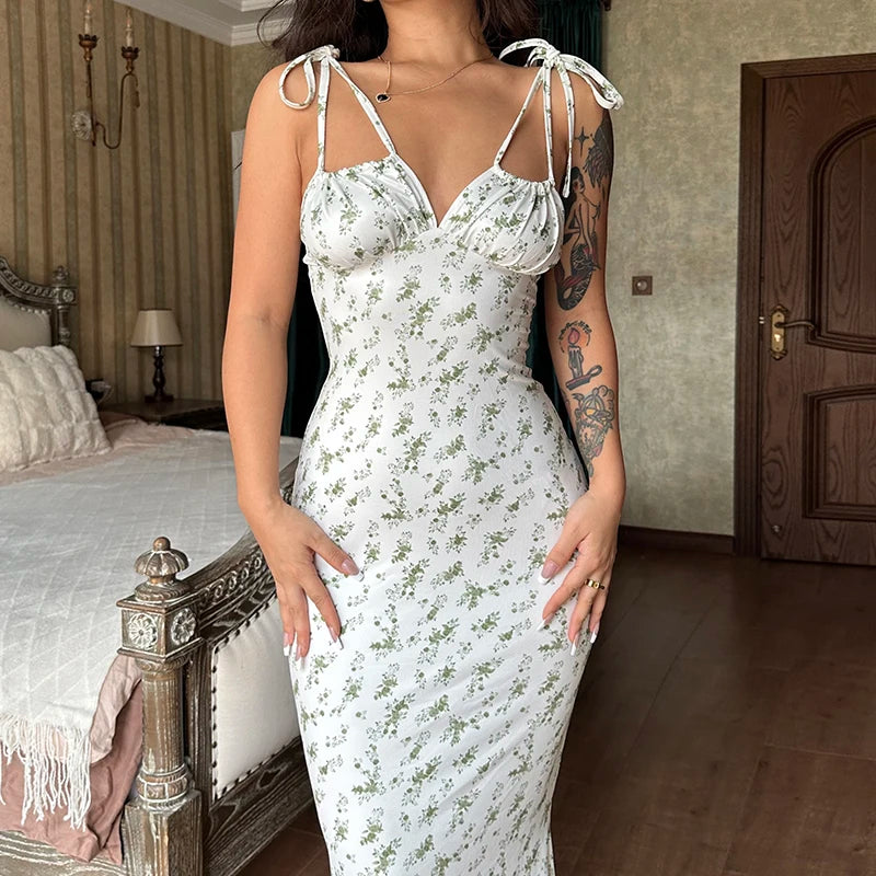 Hugcitar Robe longue élégante et moulante à fleurs pour femme, style bohème, tenue de ville, été 2026, vente en gros d'articles pour entreprises