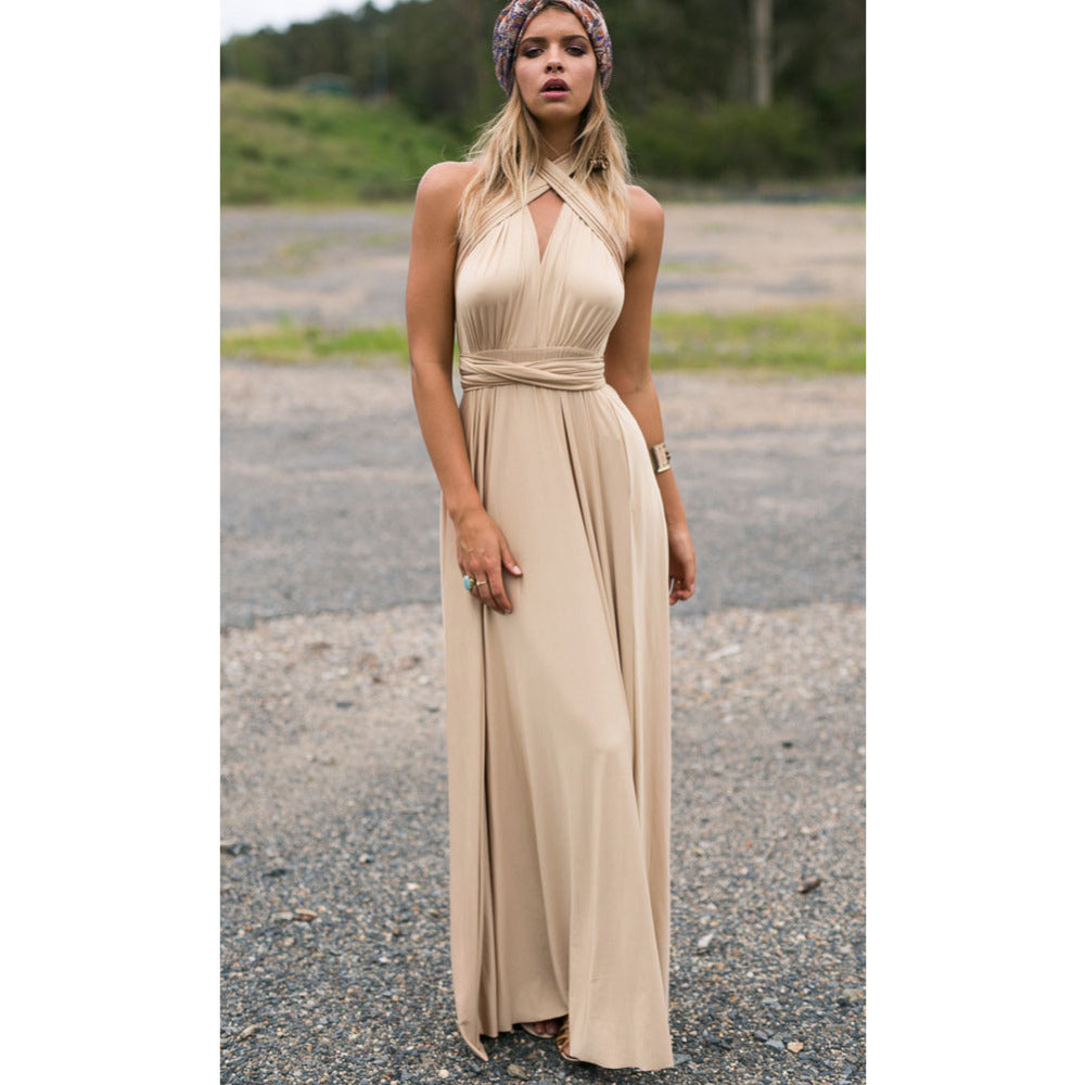 Robe longue sexy pour femmes, convertible et multipositions, style bohème, maxi, club, rouge, bandage, longue, de soirée, pour demoiselle d'honneur, robe longue femme infinity