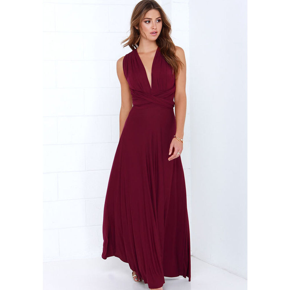 Robe longue sexy pour femmes, convertible et multipositions, style bohème, maxi, club, rouge, bandage, longue, de soirée, pour demoiselle d'honneur, robe longue femme infinity