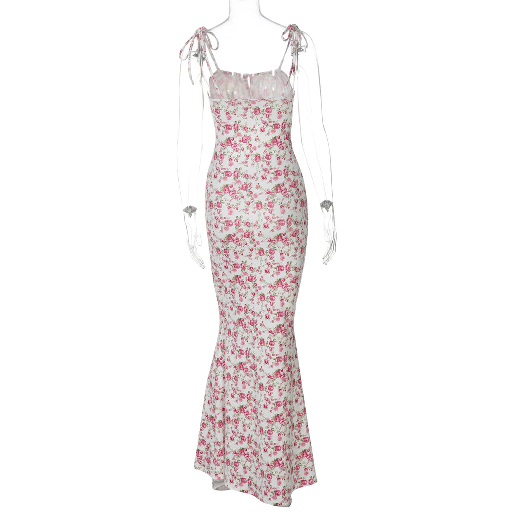Hugcitar Robe longue élégante et moulante à fleurs pour femme, style bohème, tenue de ville, été 2026, vente en gros d'articles pour entreprises