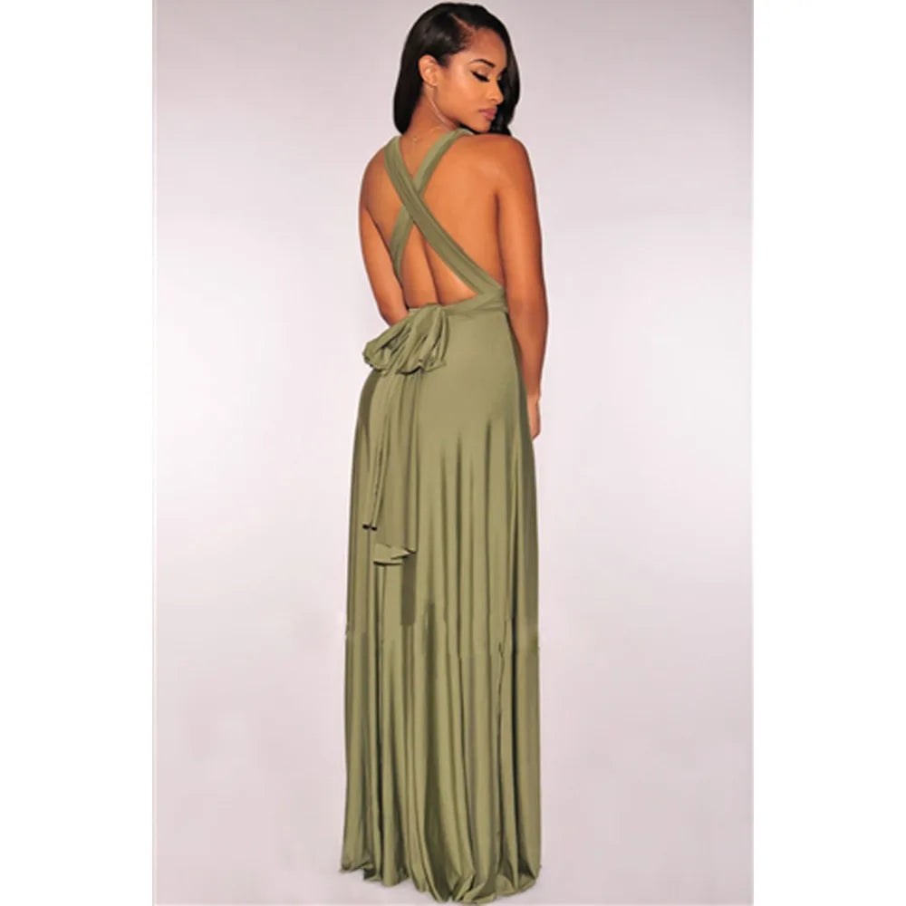 Robe longue sexy pour femmes, convertible et multipositions, style bohème, maxi, club, rouge, bandage, longue, de soirée, pour demoiselle d'honneur, robe longue femme infinity