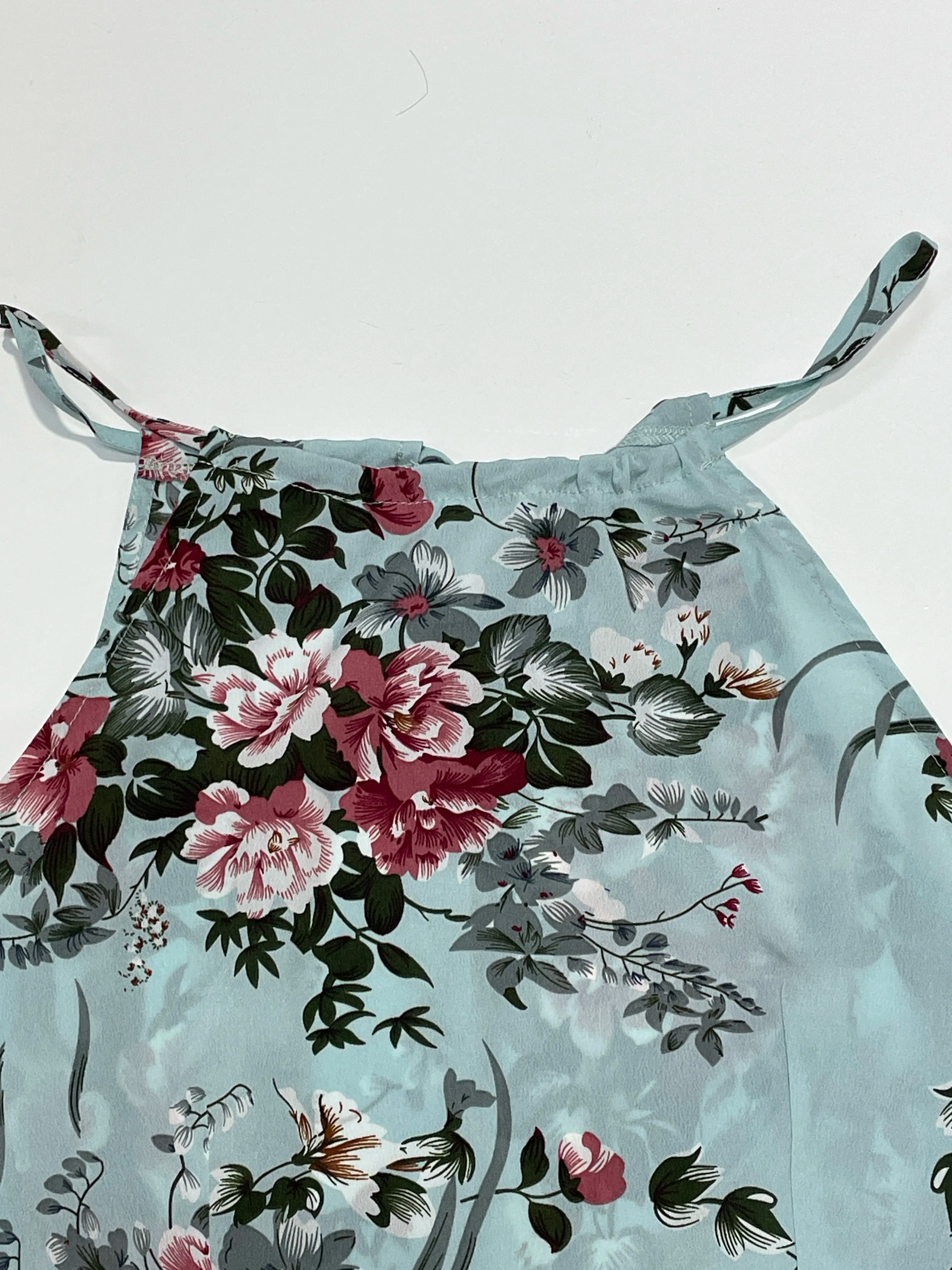 Robe licou fendue sur la cuisse à imprimé floral pour femme - sans manches, moulante, sexy, pour la plage ou les clubs