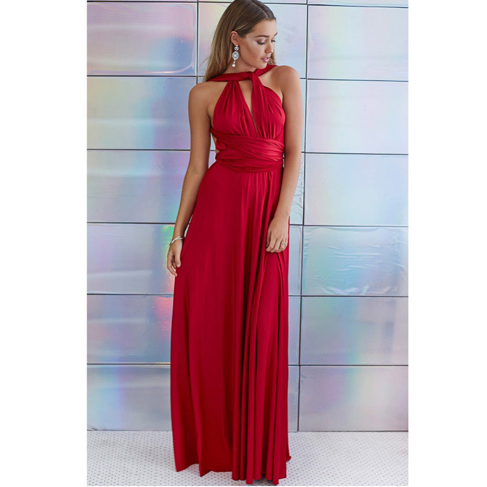 Robe longue sexy pour femmes, convertible et multipositions, style bohème, maxi, club, rouge, bandage, longue, de soirée, pour demoiselle d'honneur, robe longue femme infinity