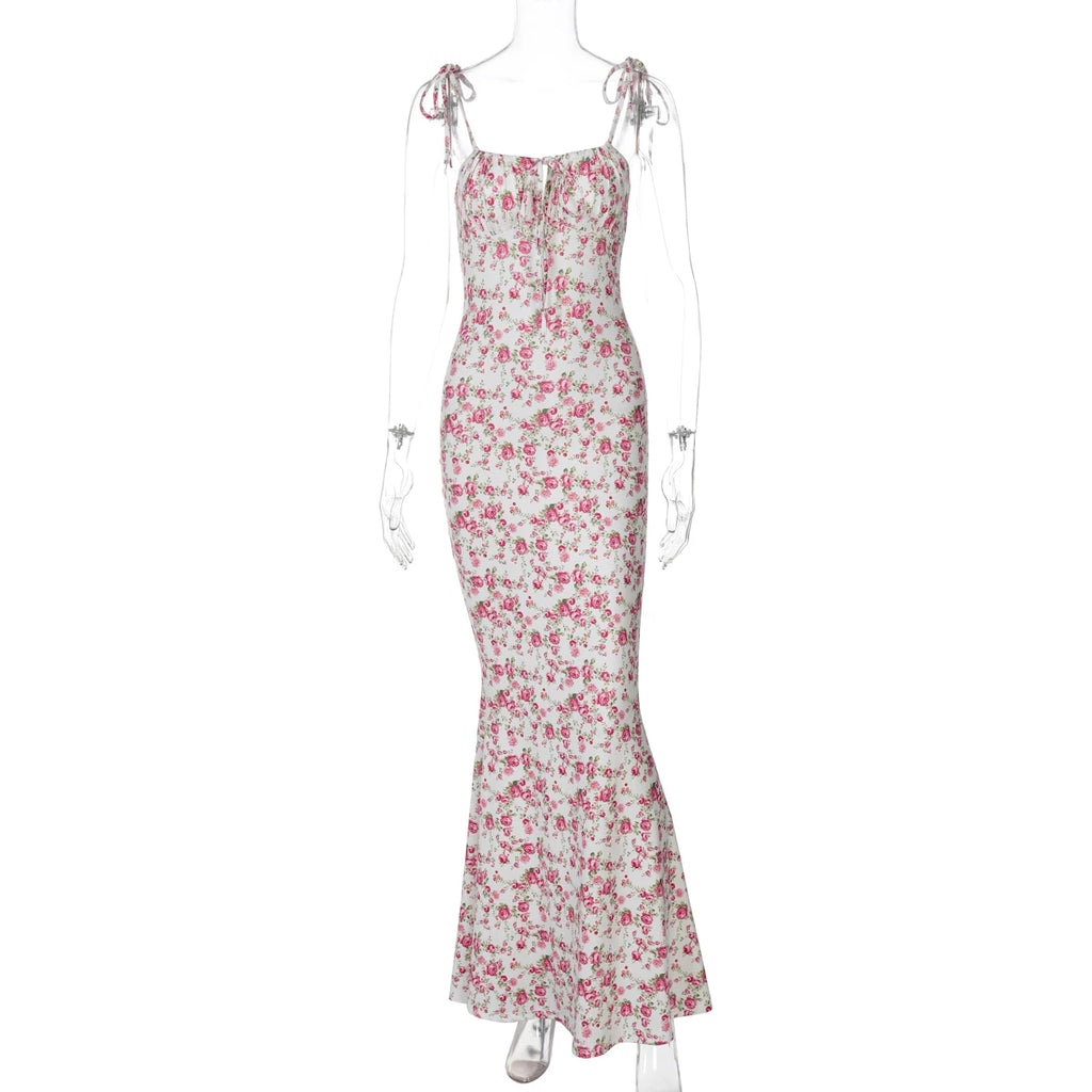Hugcitar Robe longue élégante et moulante à fleurs pour femme, style bohème, tenue de ville, été 2026, vente en gros d'articles pour entreprises