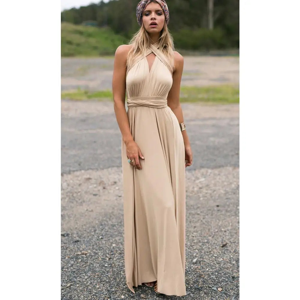 Robe longue sexy pour femmes, convertible et multipositions, style bohème, maxi, club, rouge, bandage, longue, de soirée, pour demoiselle d'honneur, robe longue femme infinity