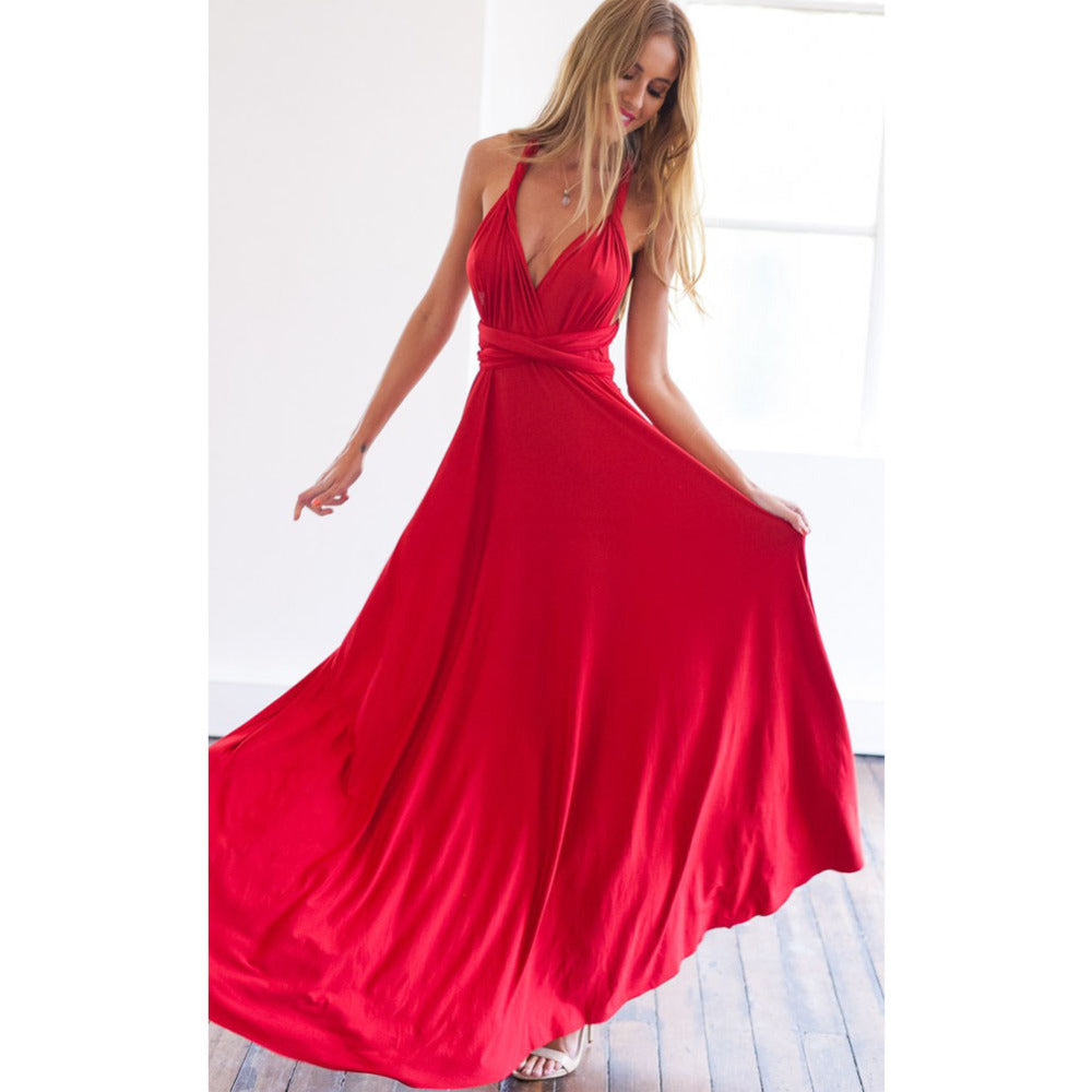 Robe longue sexy pour femmes, convertible et multipositions, style bohème, maxi, club, rouge, bandage, longue, de soirée, pour demoiselle d'honneur, robe longue femme infinity