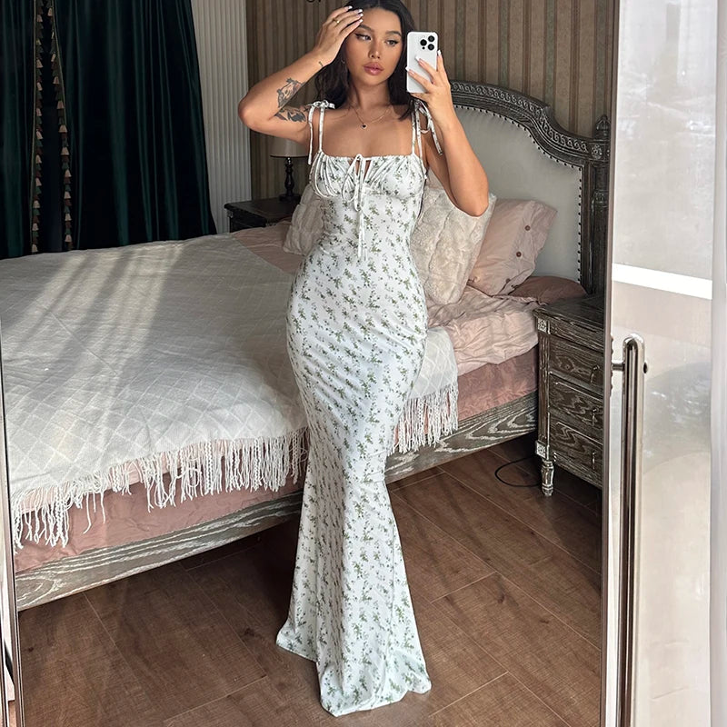 Hugcitar Robe longue élégante et moulante à fleurs pour femme, style bohème, tenue de ville, été 2026, vente en gros d'articles pour entreprises