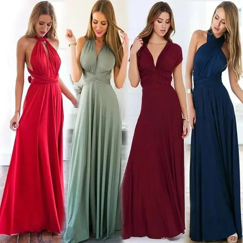 Robe longue sexy pour femmes, convertible et multipositions, style bohème, maxi, club, rouge, bandage, longue, de soirée, pour demoiselle d'honneur, robe longue femme infinity