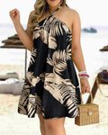 Robe imprimée florale à col dos nu style bohème pour le printemps et l'été. Vêtements pour femmes.