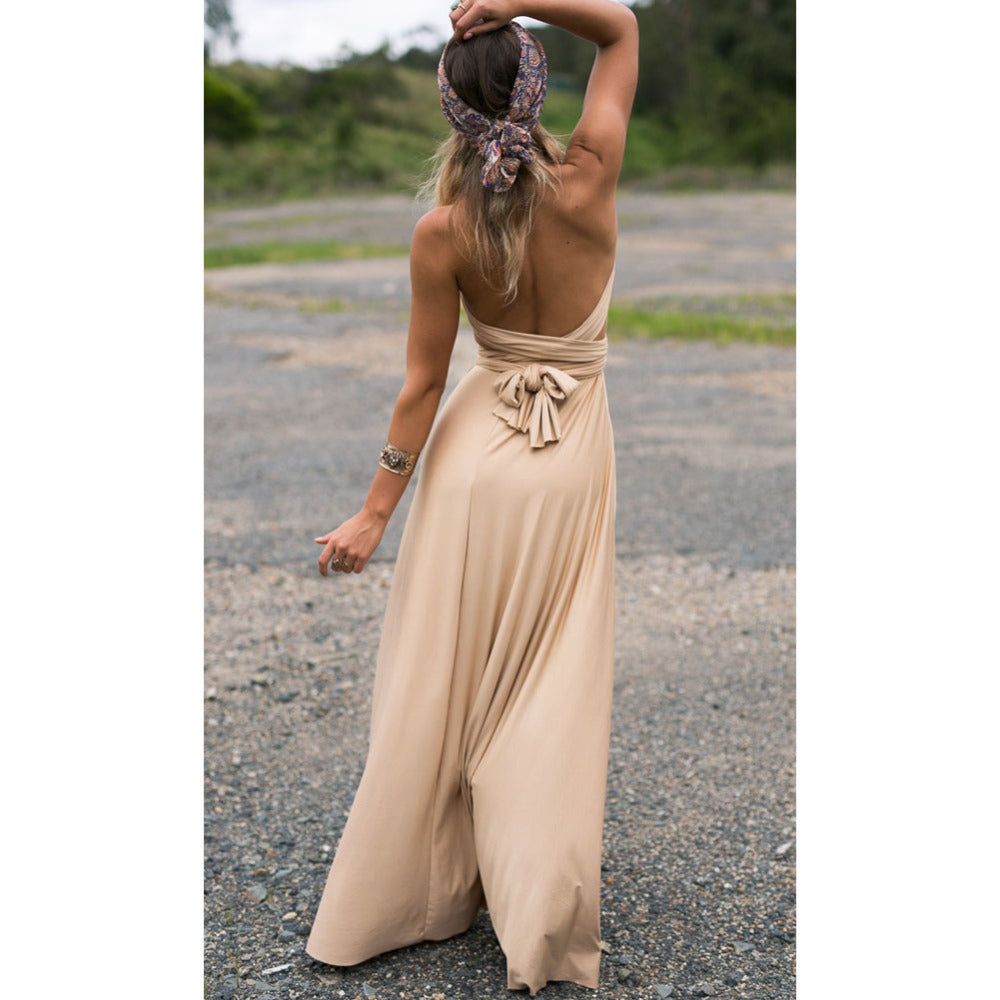 Robe longue sexy pour femmes, convertible et multipositions, style bohème, maxi, club, rouge, bandage, longue, de soirée, pour demoiselle d'honneur, robe longue femme infinity