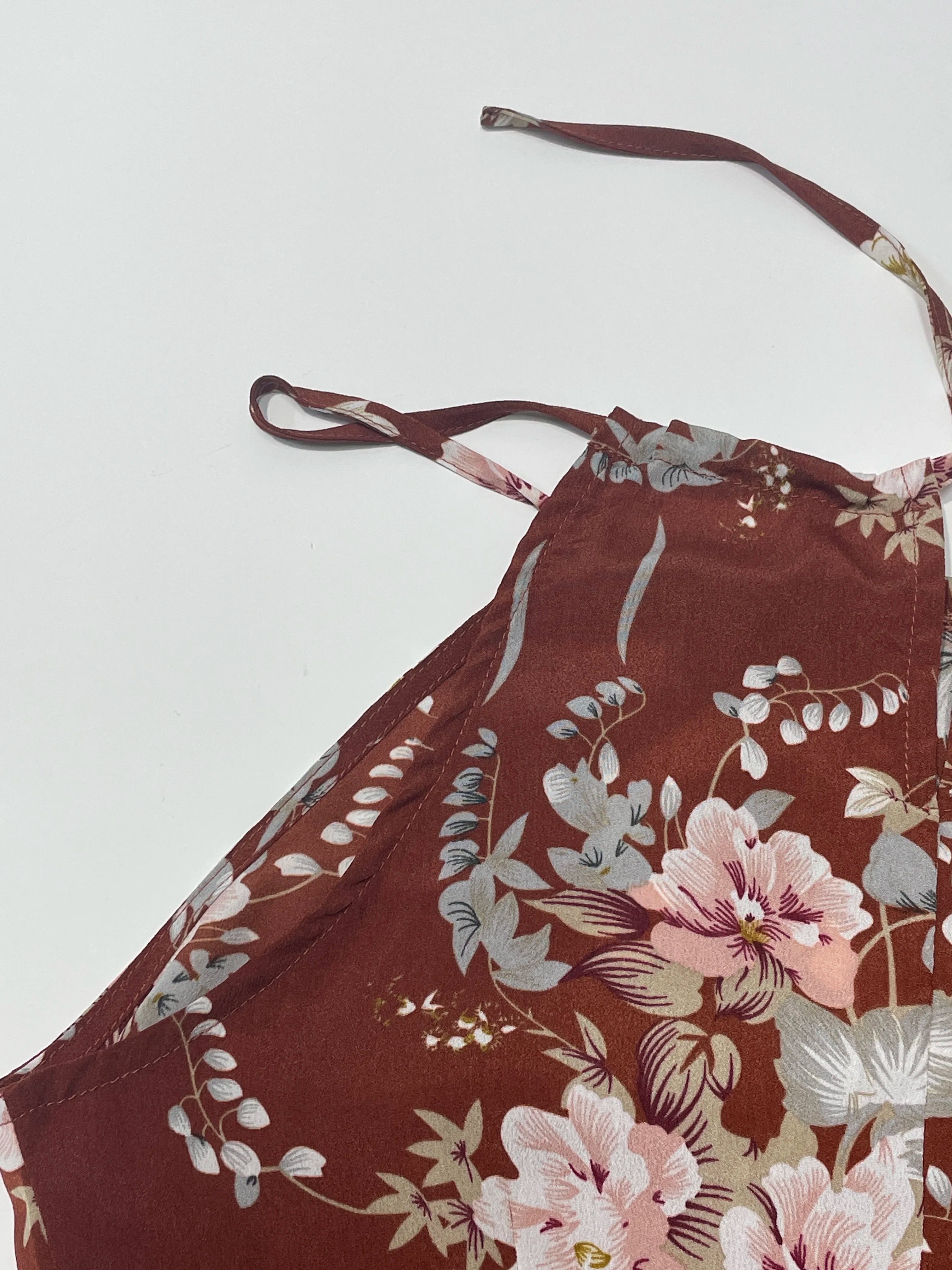 Robe licou fendue sur la cuisse à imprimé floral pour femme - sans manches, moulante, sexy, pour la plage ou les clubs