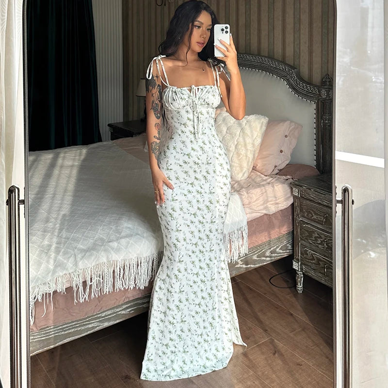 Hugcitar Robe longue élégante et moulante à fleurs pour femme, style bohème, tenue de ville, été 2026, vente en gros d'articles pour entreprises